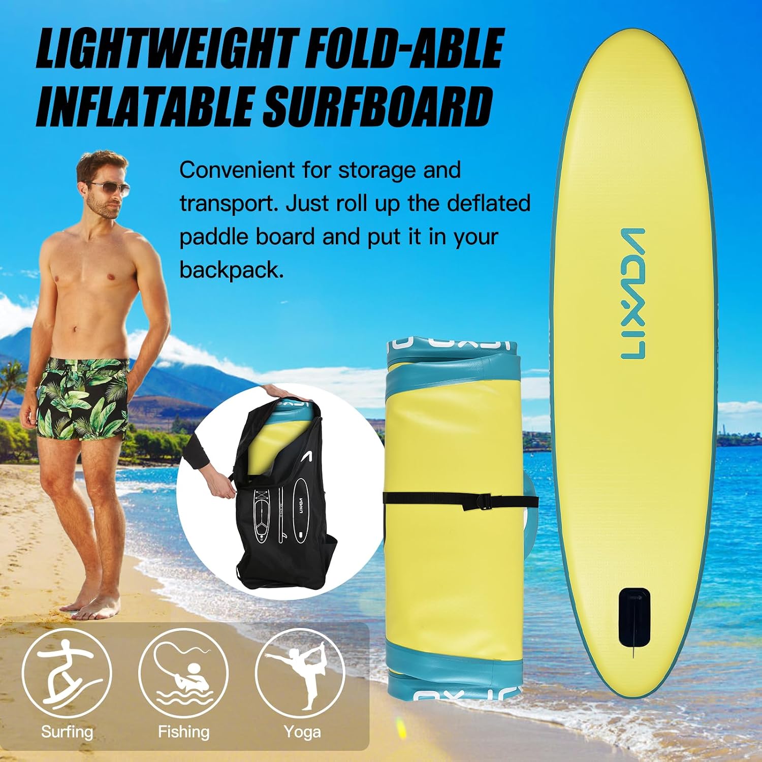 Lixada Inflatable Paddle Board Kit Inflatable Stand Up Paddle Board 12'6'x 32' x 6' with Backpack Non-Slip Deck Paddleboarding Complete Kit for Youth Adults