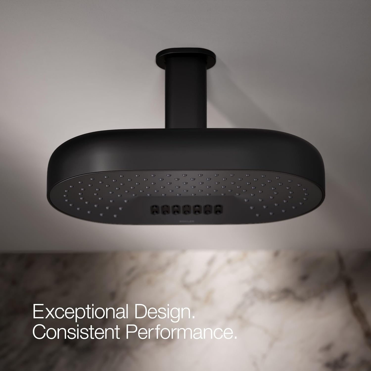 Kohler 26295-BL Statement® Oblong 14' two-function rainhead, 2.5 gpm, Matte Black