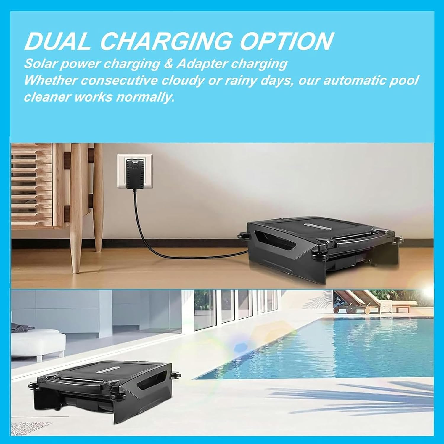 Cordless Pool Cleaner Robot, Working Time: 5 Hours, with Obstacle Sensing,for Cleaning Courtyard Pools Fallen Leaves