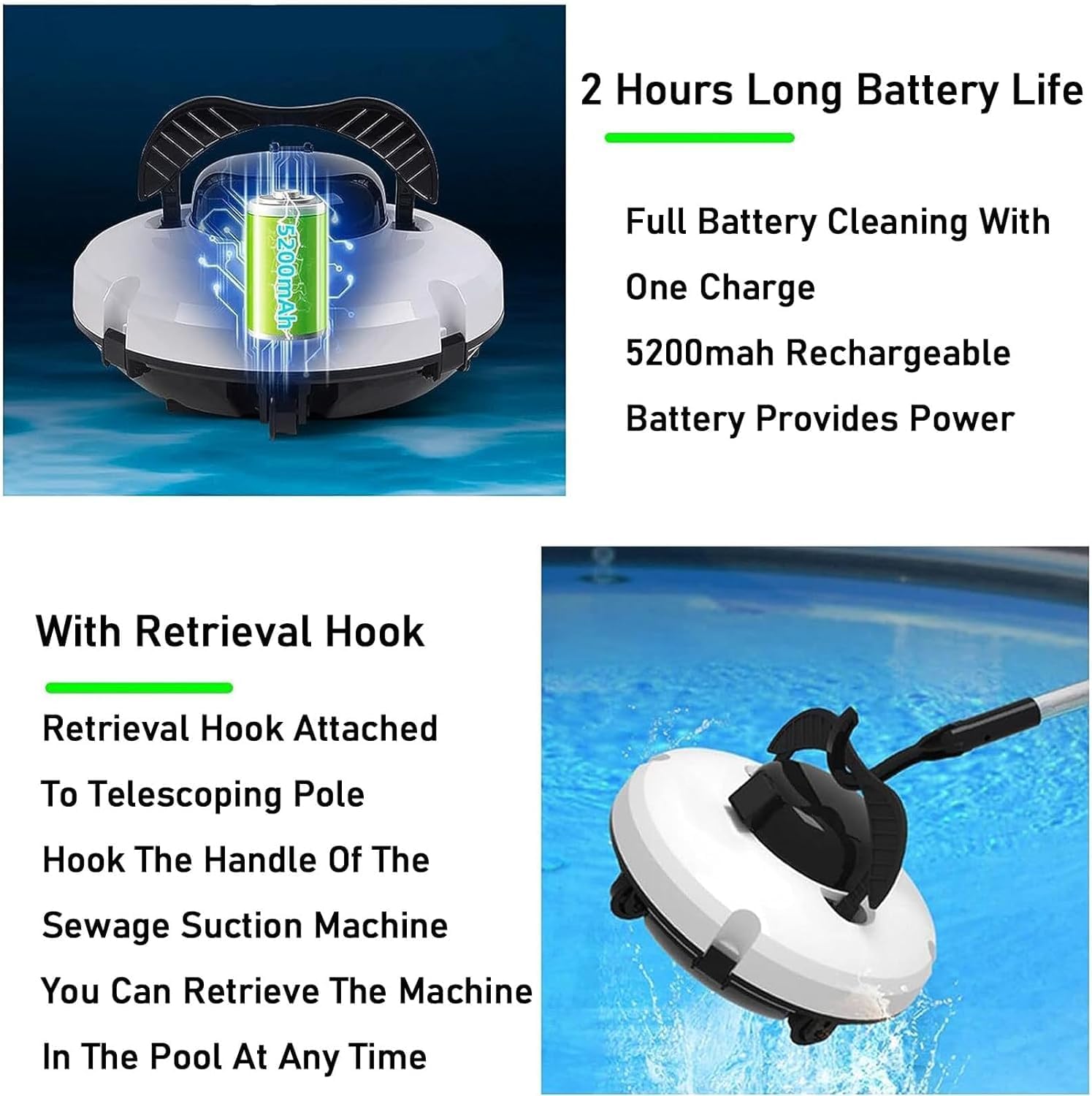 Cordless Robotic Pool Cleaner, Pool Robot Cleaner, Smart Fish Pool Vacuum with Inlet, Underwater Intelligent Machine Cleaning Equipment for Pool Bottom and Walls