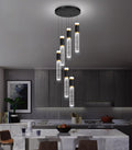 6-Lights Modern Crystal Spiral Chandelier for Staircase High Ceiling Chandeliers Bubble Pendant Lighting Hanging Light Fixture Flush Mount for Living Room Foyer Entryway