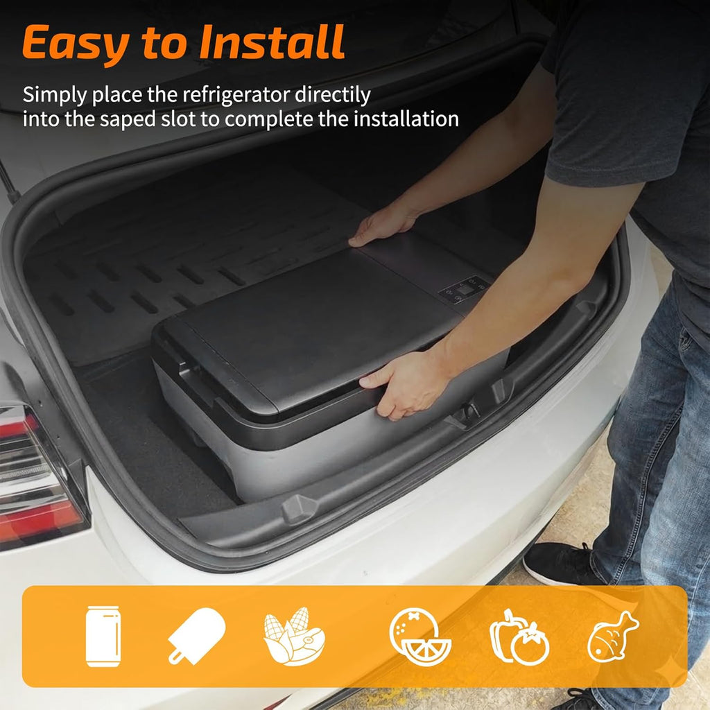 Car Refrigerator for Tesla Model Y, 37QT (35L) 12V Portable Freezer, -4℉~68℉ Trunk Fridge with APP Control, Low Noise & Energy Saving, Camping Road Trip Tailgating, 12/24V DC & 110-240V AC (Black)