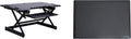 Rocelco 46' Height Adjustable Standing Desk Converter with AC USB Charger and Anti Fatigue Floor Mat - Sit Stand Up Triple Screen Riser Workstation - Keyboard Tray - Black (R DADRB-46-ACUSB-MAFM)