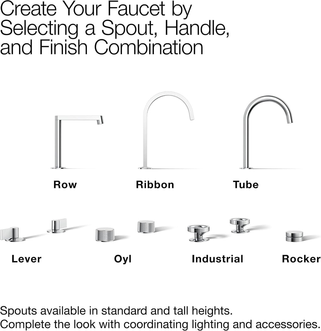 Kohler 77966-BN Components® Bathroom Sink Faucet spout with Ribbon Design, 1.2 gpm, Vibrant Brushed Nickel