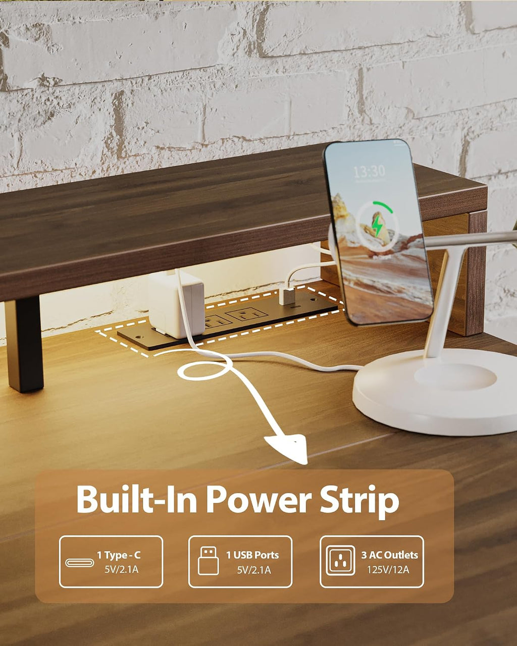 Agilestic 48x24 Inch Electric Standing Desk with Shelf, Height Adjustable Desk with Power Outlets & LED, Sit Stand Up Table with Monitor Stand, Computer Workstation, Dark Walnut