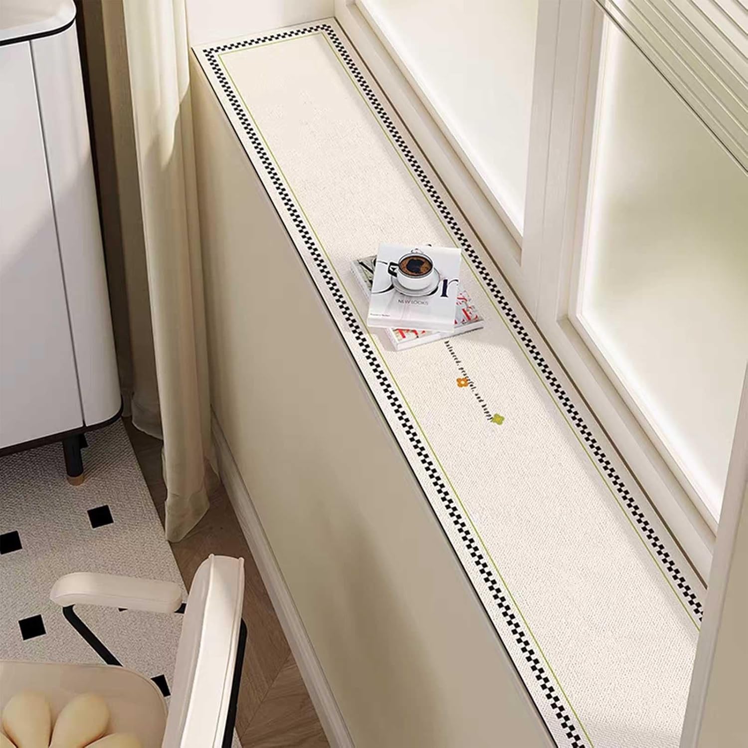 Drsyffsup Windowsill Protector, Window Sill Cover, Diatomaceous Earth Absorbent Mat Non Slip Bottom, Dustproof Balcony/Indoor Furniture Cushion Cuttable - Easy to Clean(27x59in/70x150cm)