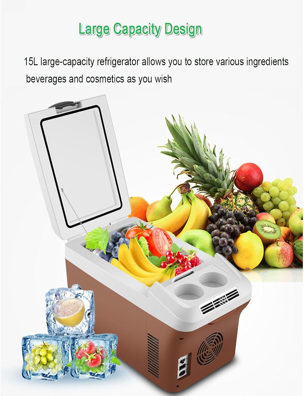 Personal Thermoelectric Cooler/Warmer, 15 Liter Capacity, Portable Electric Car Cooler Refrigerator with 12/24V DC, Small Fridge for Car, RV, Truck, Van, Camping, Travel