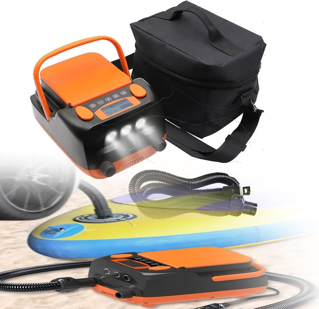 Paddle Board Air PumpRechargeable LCD Electric Air Pump6000mah Rechargeable AC 110V/ DC 12V Powered High Pressure SUP Air Inflator/Deflator for Air Mattresses
