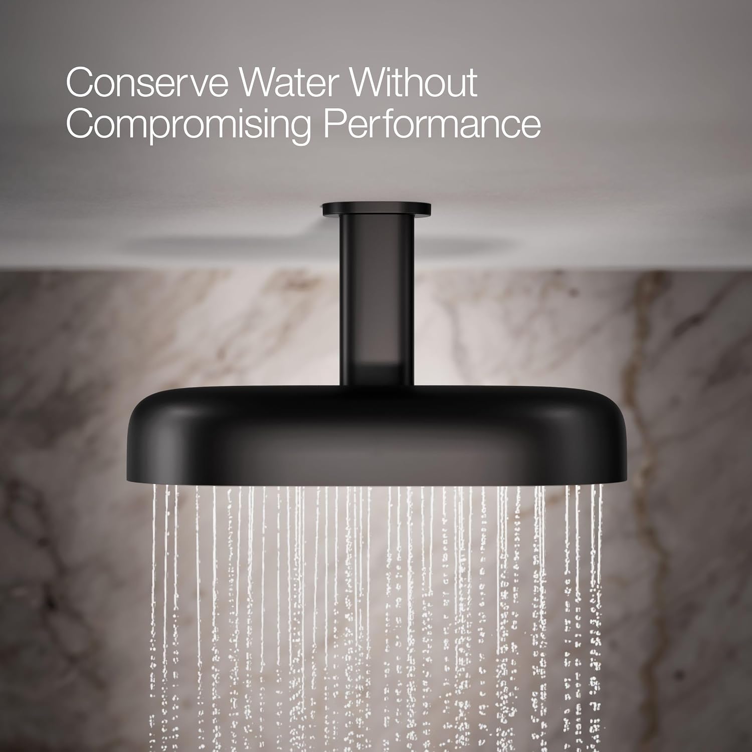 Kohler 26295-BL Statement® Oblong 14' two-function rainhead, 2.5 gpm, Matte Black