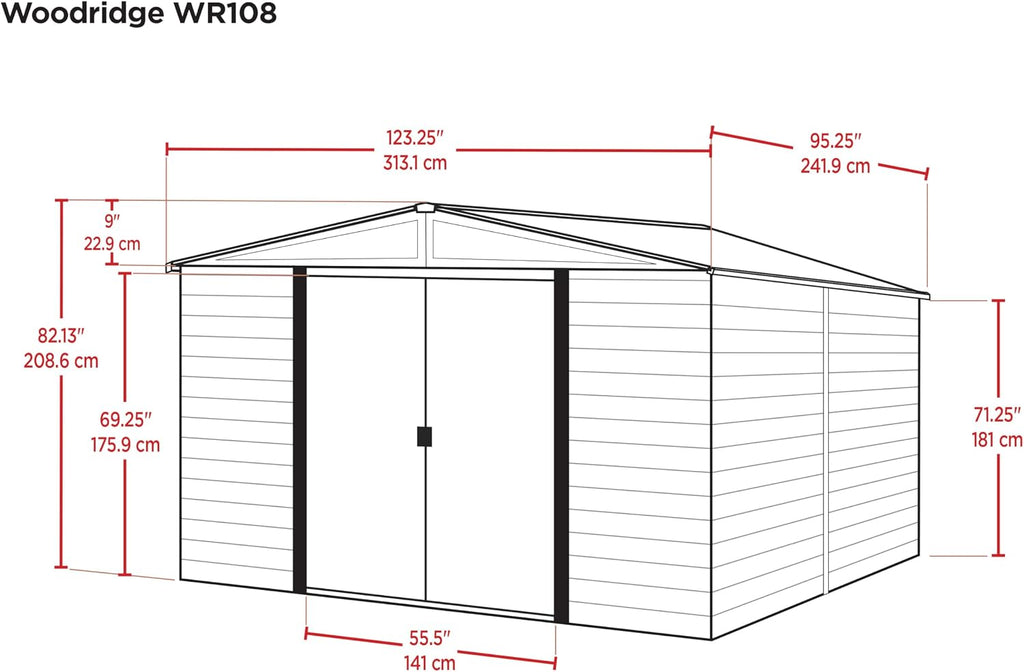 Arrow WR108 Woodridge EG, Steel Storage Shed, 10' by 8', Neutral