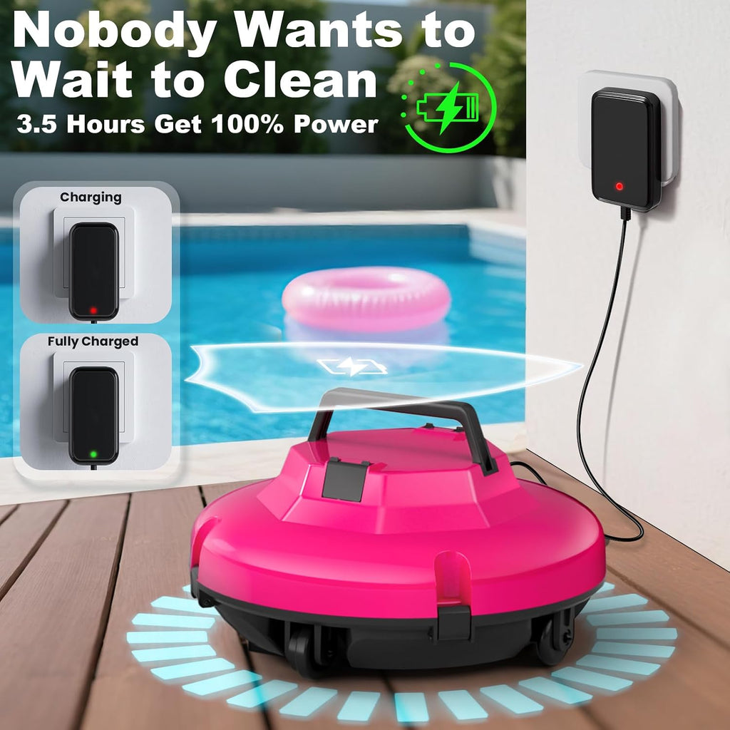 2026 Cordless Robotic Pool Cleaner - 120 Mins Automatic Pool Vacuum for Above Ground Pool & In - Ground Flat Pools up to 1000 Sq.Ft, Robot Pool Cleaner with Self - Parking Tech