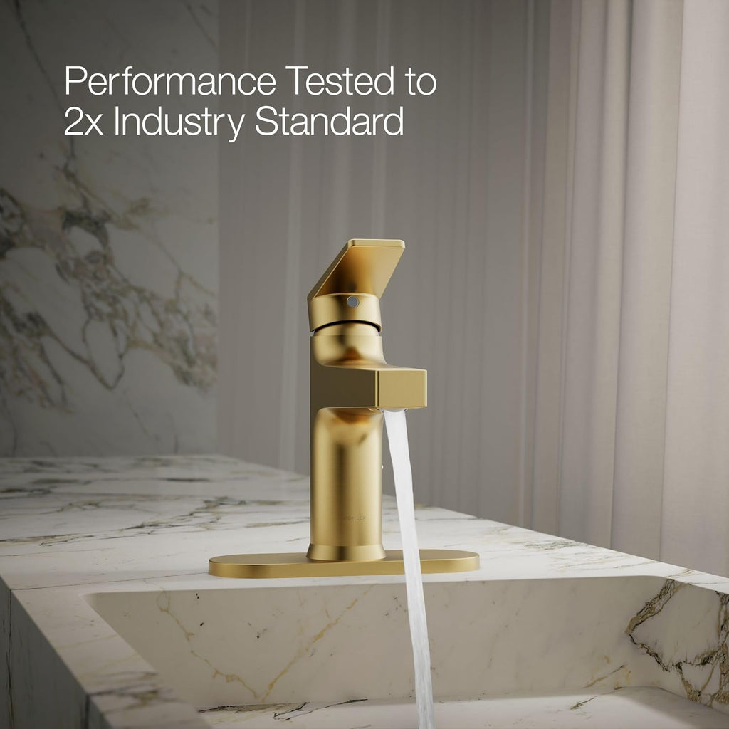 Kohler 74021-4-2MB Taut® Single-Handle Bathroom Sink Faucet, 1.2 gpm, Vibrant Brushed Moderne Brass