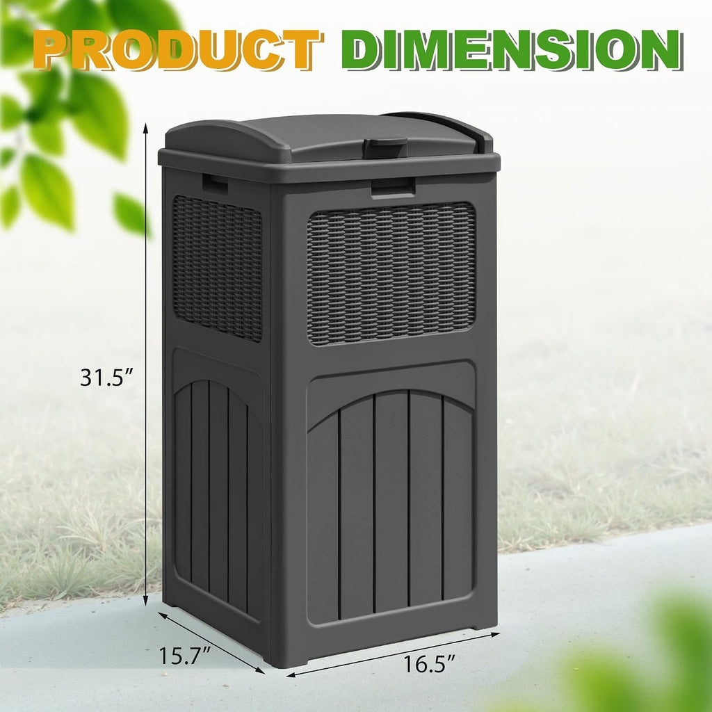 Greesum 2 Pack 33 Package Delivery Box for Outside, Patio Waterproof Resin Garbage Bin with Lid for Hideaway, Deck, Patio, Gray