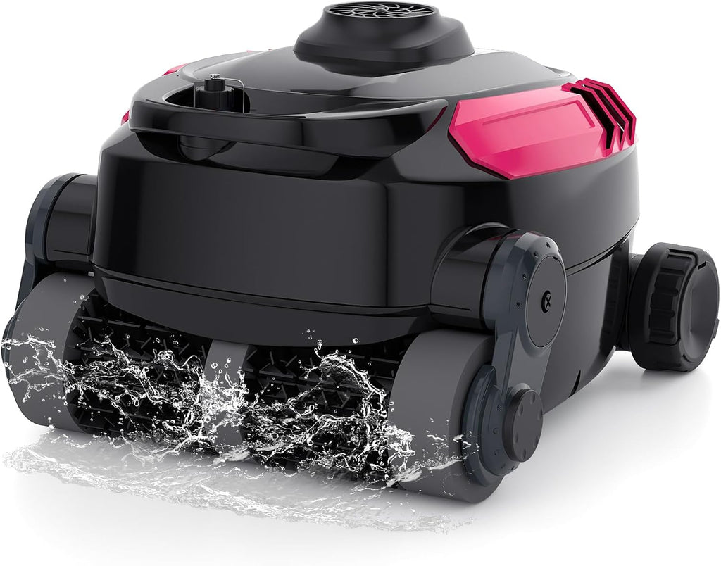 Cordless Robotic Pool Cleaner, Wall Climbing, Extended Battery Life, 0.28 Cu Ft Large Capacity, Advanced Dual-Motor, X3 Auto Pool Vacuum for Inground & Above Ground Pools Up to 1615 Sq.Ft, Pink