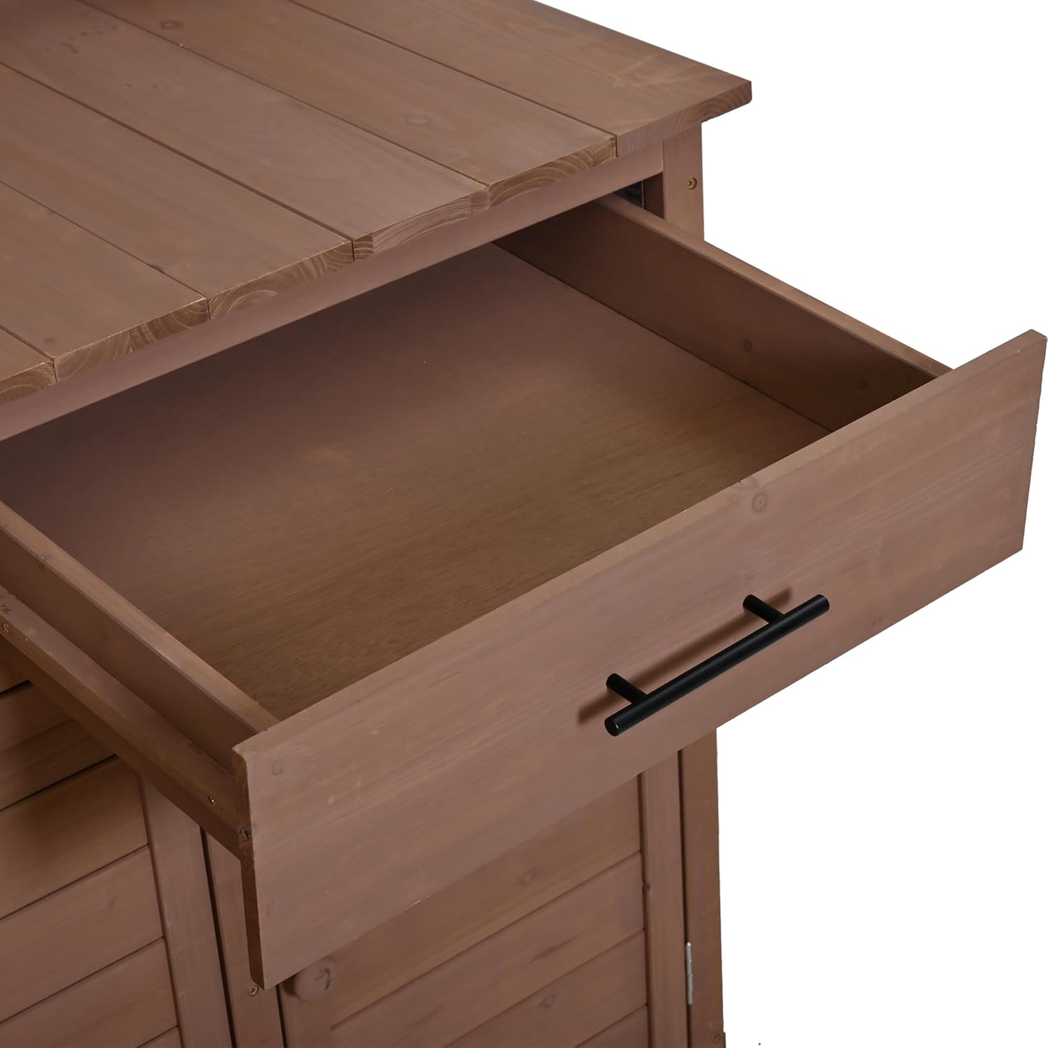 Multifunctional 3-in-1 Potting Bench Workstation with Storage & Wheels | Sturdy Fir Wood | Outdoor Garden, Patio, BBQ Prep Station (Brown-W)
