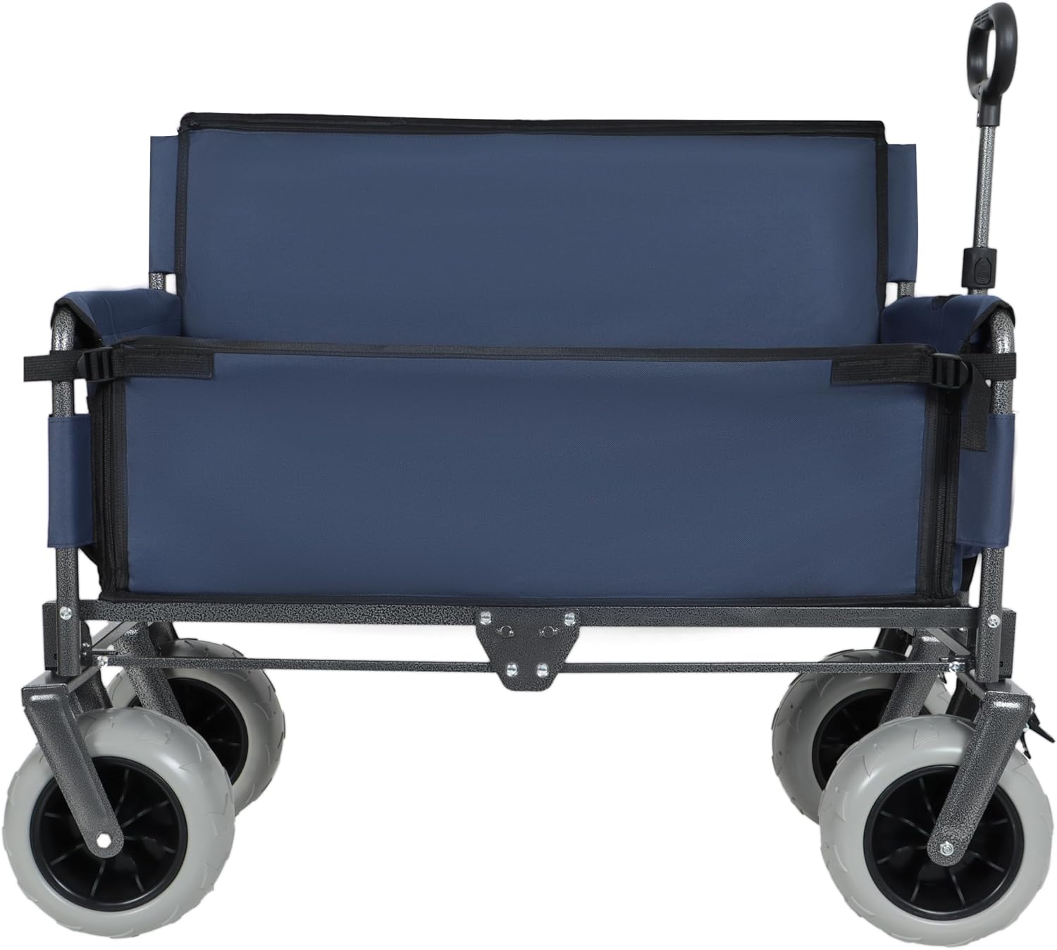 3-in-1 Folding Wagon with Bench Seat – 500lbs Capacity,Reinforced Carbon Steel Frame, 180L Cargo Space– Perfect for Camping, Beach, Outdoor Events & Heavy-Duty Hauling (Dark Blue)