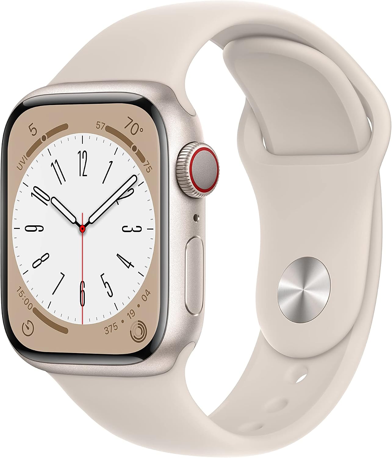 Apple Watch Series 8 [GPS + Cellular, 41mm] - Starlight Aluminum Case with Starlight Sport Band, S/M (Renewed)