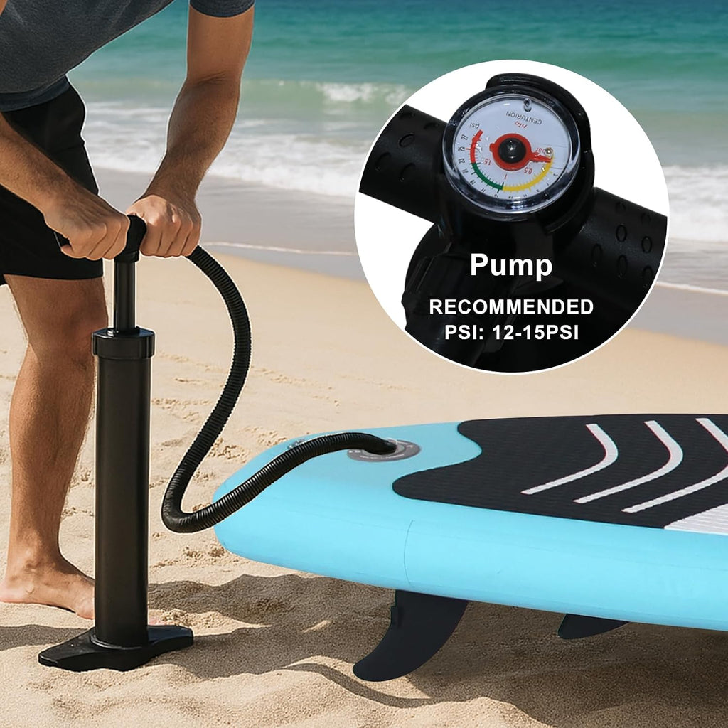 Inflatable Stand up Paddle Board, Extra Wide SUP, with Premium Paddleboard Accessories, Hand Pump, Backpack, Adult & Youth, for Yoga Fishing Paddling
