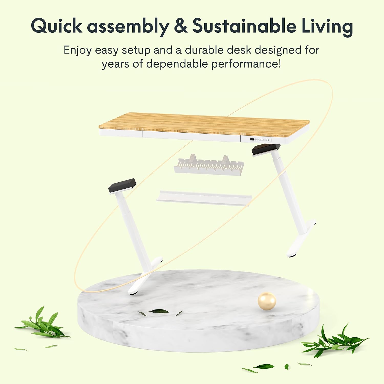 FLEXISPOT Q8 55' Bamboo Standing Desk, Dual Motor 3 Stages Adjustable Height Electric Computer Workstation w/Wireless Charging, Drawer, Quick Install, 220lbs Capacity (Bamboo Tabletop + White Frame)
