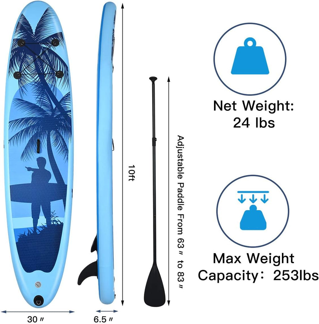 Goplus 9.8'/10'/11' Inflatable Stand Up Paddle Board, 6.5' Thick SUP with Premium Accessories and Carry Bag, Wide Stance, Bottom Fin for Paddling, Surf Control, Non-Slip Deck, for Youth and Adult