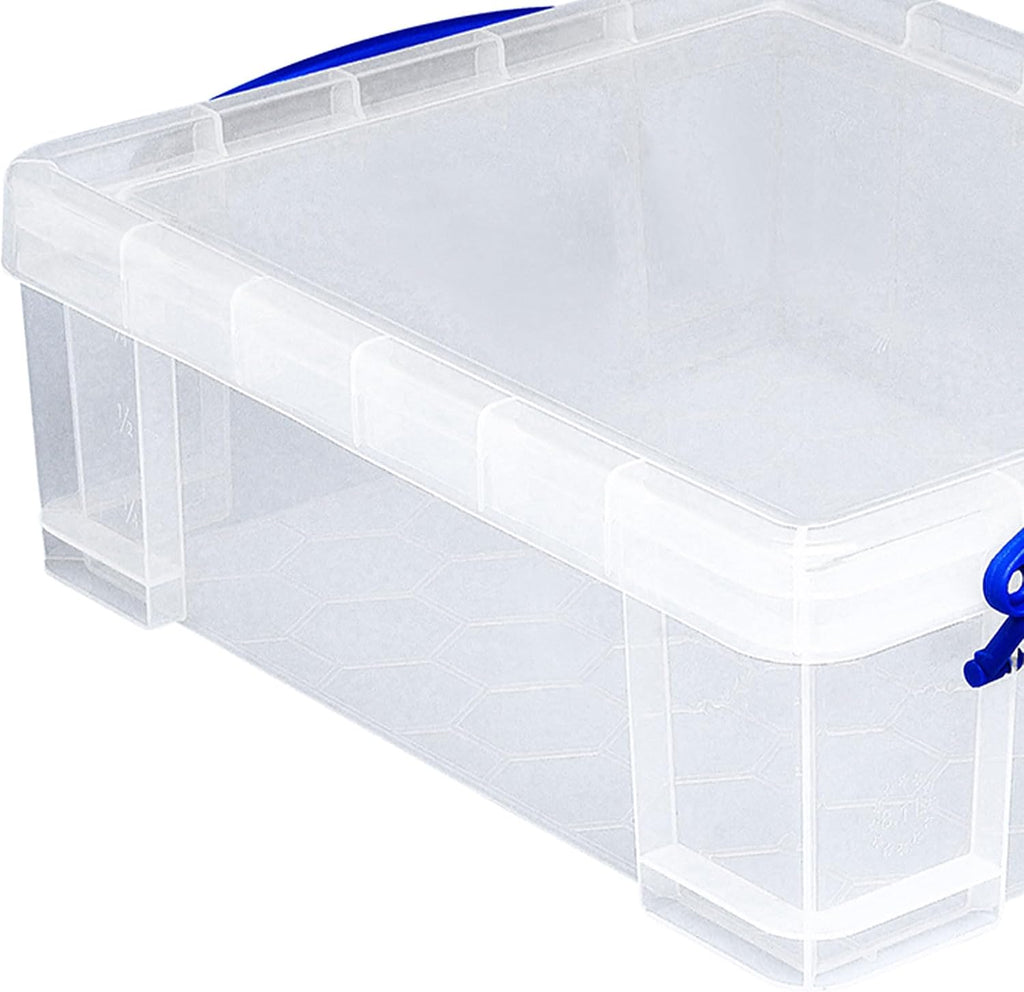Really Useful Box Stackable 8.1L Plastic Storage Container Bin with Snap Lid & Built-in Clip Lock Handles for Home & Office Organization (10 Pack)