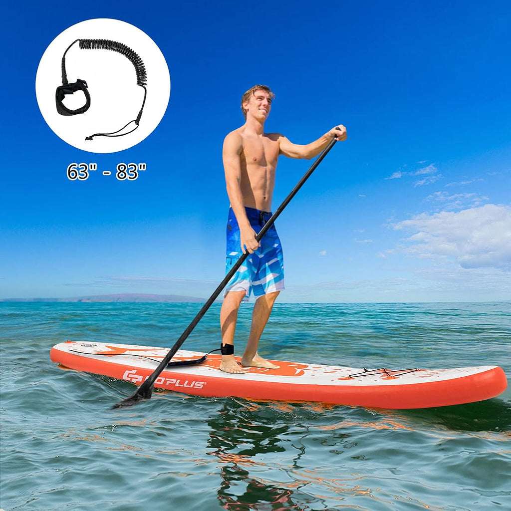 Goplus Inflatable Stand up Paddle Board, 10'/10.5'/11' SUP 6' Thick with Premium Accessories, Adjustable Aluminum Paddle, Leash, Carry Bag, Hand Pump, Removable Fin, ISUP for Adults