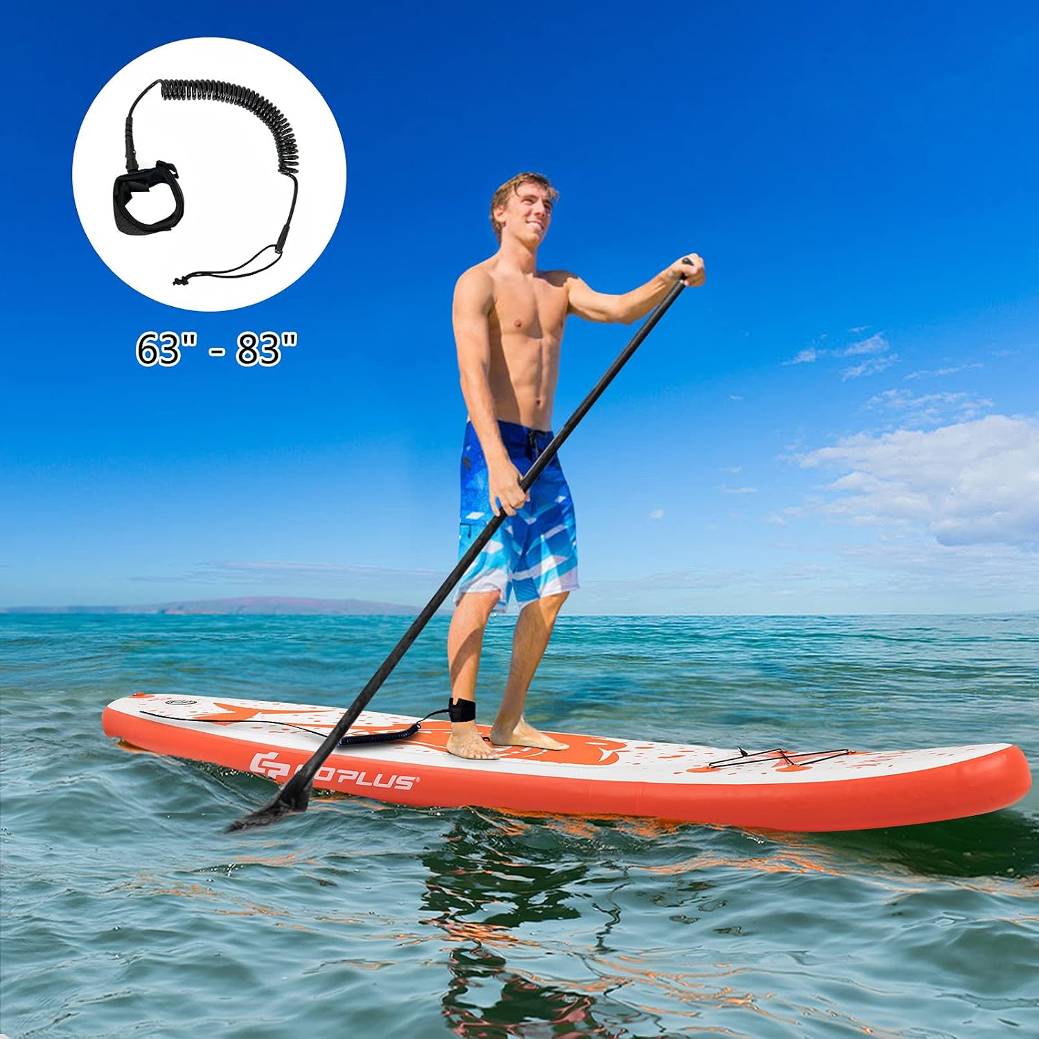 Goplus Inflatable Stand up Paddle Board, 10'/10.5'/11' SUP 6' Thick with Premium Accessories, Adjustable Aluminum Paddle, Leash, Carry Bag, Hand Pump, Removable Fin, ISUP for Adults