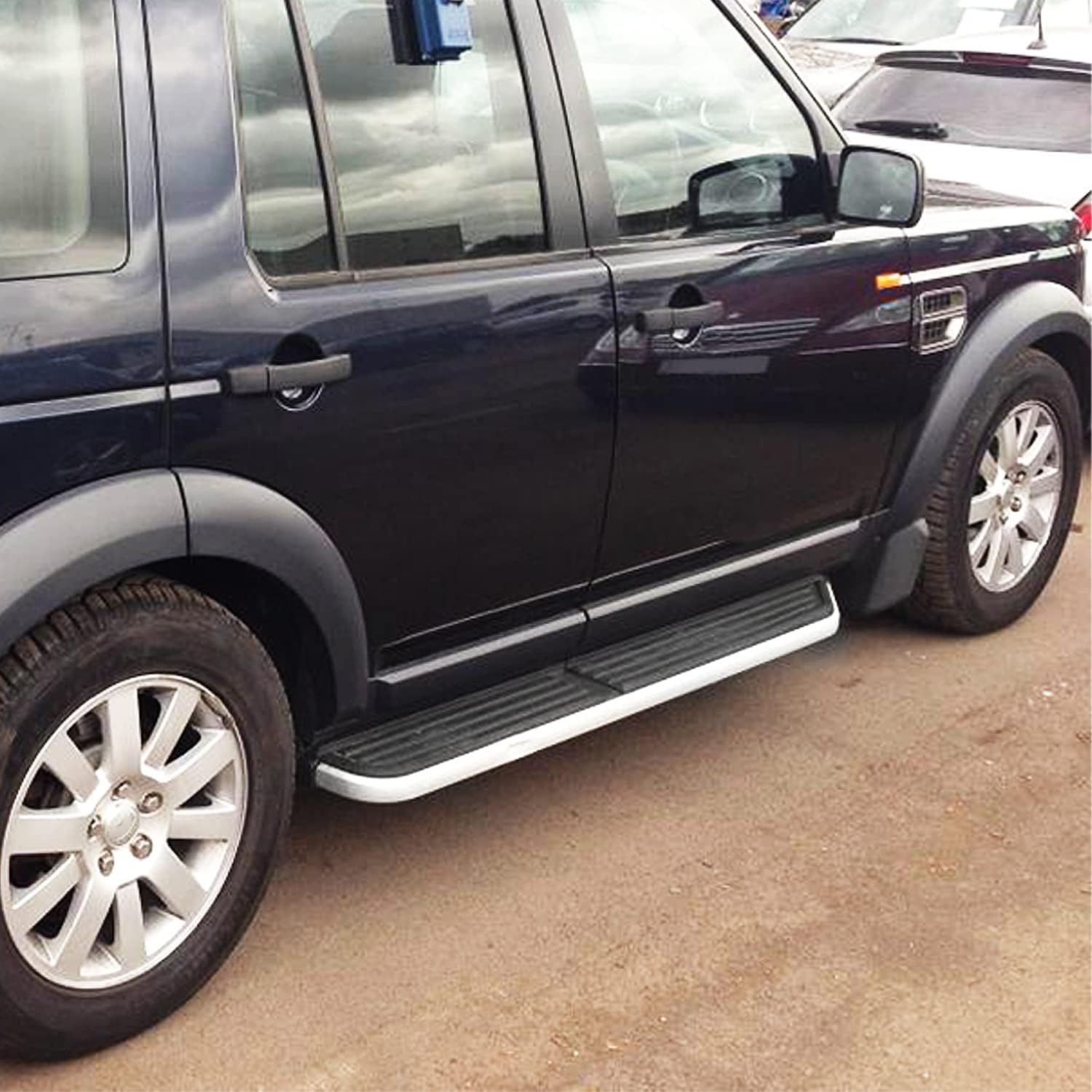 Spec-D Tuning Nerf Side Step Bar Running Board Silver Compatible with 2005-2016 Land Rover Discovery LR3 LR4
