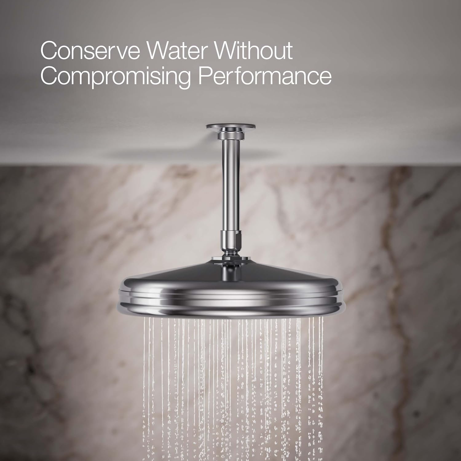 Kohler 13693-CP Traditional 10' single-function rainhead, 2.5 gpm, Polished Chrome