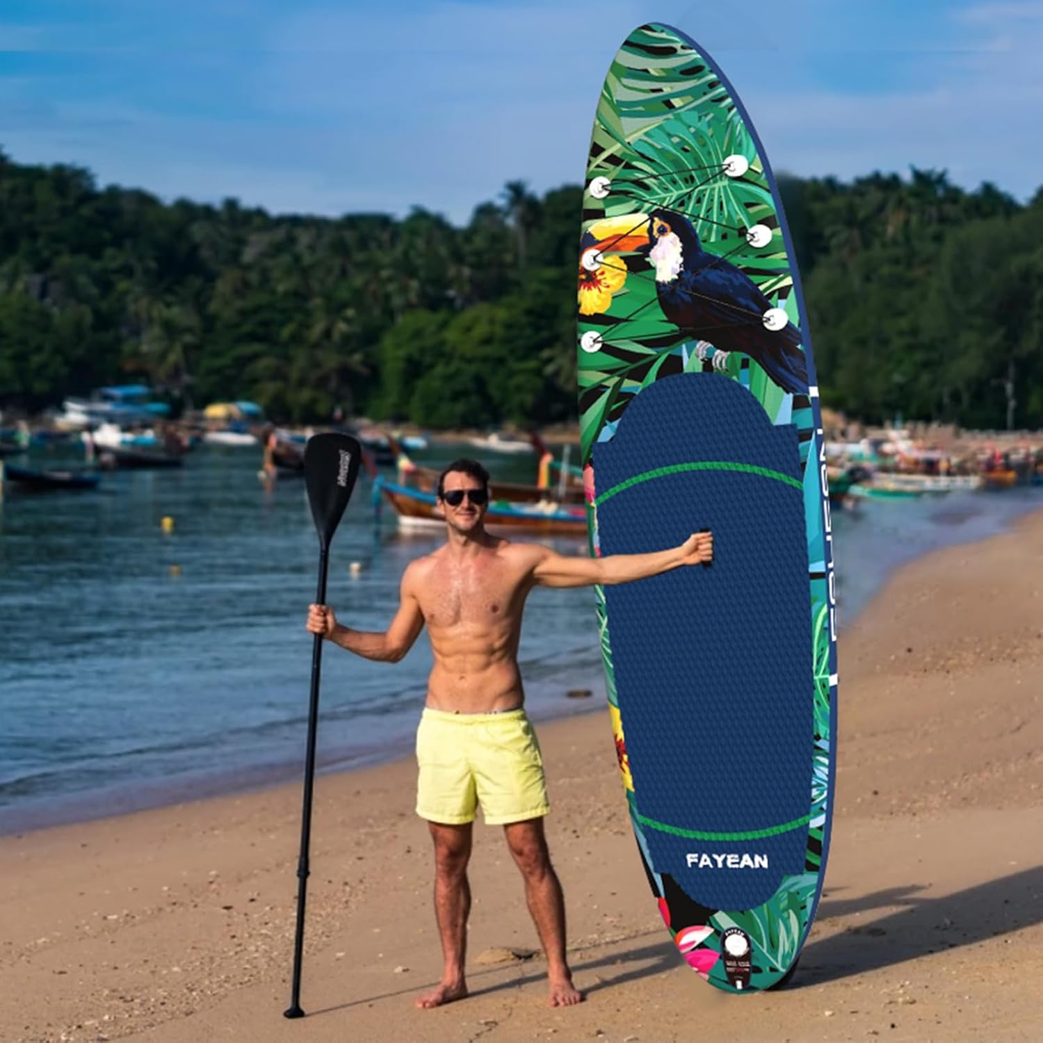Inflatable Paddle Board,Stand Up Paddle Board,Anti-Slip EVA Deck,Complete SUP Accessories for All Skill Levels,Widened Paddleboard Equipped with Removable Fin, Hand Pump