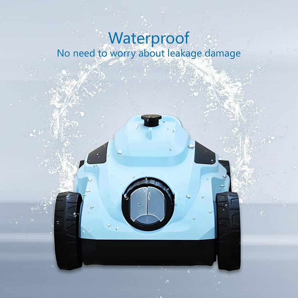 Automatic Robotic Pool Vacuum Cleaner, Pool Cleaner Robot with Waterline Cleaning, Cordless Pool Vacuum for Inground Pools, Lightweight Design