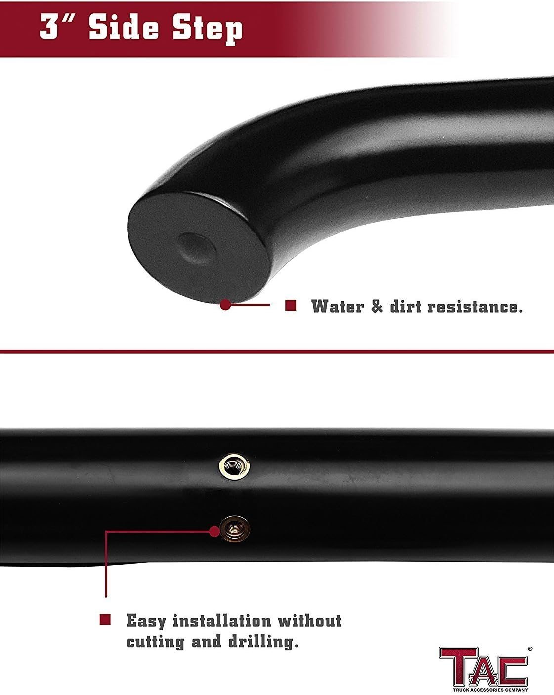TAC Side Steps Compatible with 2005-2015 Nissan Xterra 3 inches Black Side Bars Nerf Bars Step Rails Running Boards Off Road Automotive Exterior Accessories (2 Pieces Running Boards)