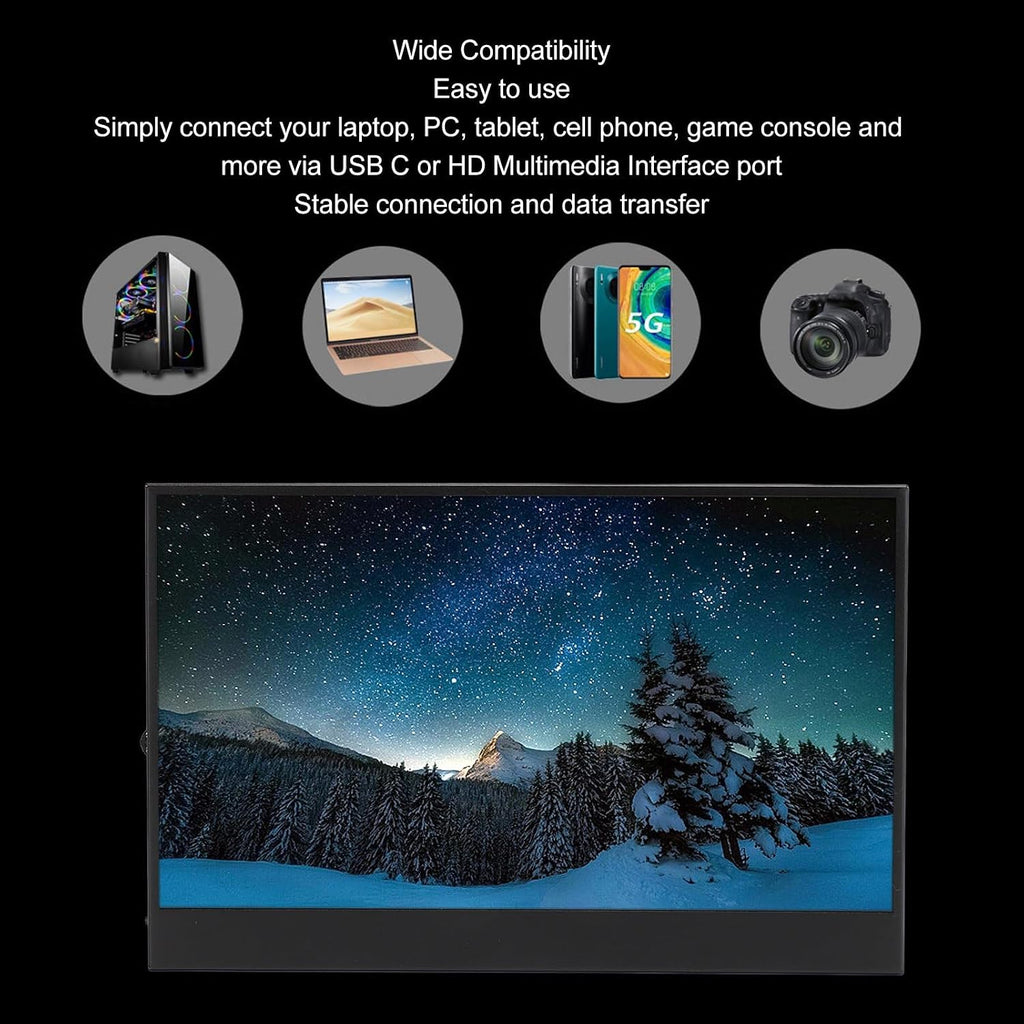 GOWENIC 13.3 Inch Portable Display, 1080P FHD Portable Display for Laptop, USB Type C External Second Screen with Dual Speaker HDR High Dynamic Range for for Laptop PC