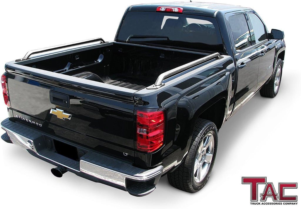 TAC Bed Rails Fit 2014-2025 Chevy Silverado 1500/GMC Sierra 1500 5.5ft Short Bed T304 Stainless Steel Truck Side Rails Off Road Automotive Exterior Accessories (2 Pieces Bed Rails)