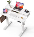 FiCiHi 35x20 Inch Standing Desk with Drawers, C-Clamp Mount Compatible, Electric Adjustable Height Computer Small Stand Up Desks, Home Office Sit Stand Table with 3 Preset Heights, White