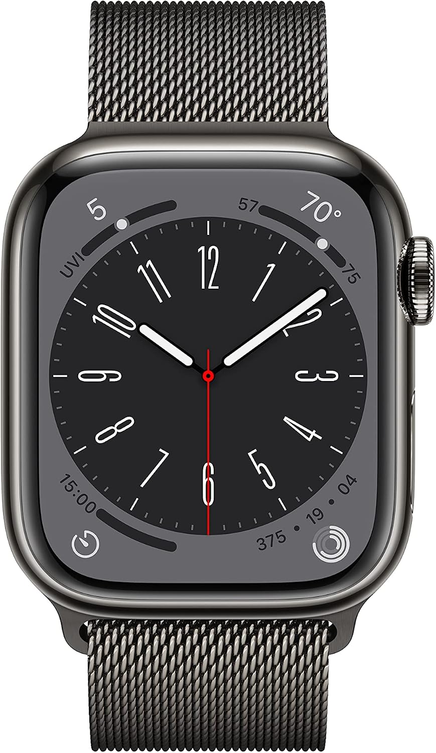 Apple Watch Series 8 (GPS + Cellular, 41MM) - Graphite Stainless Steel with Graphite Milanese Loop (Renewed)