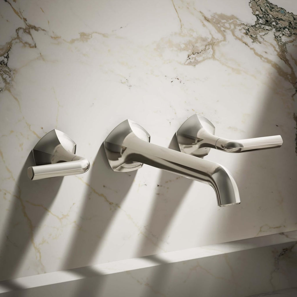 KOHLER T27013-4-SN Occasion Wall-Mount Bathroom Sink Faucet Lever Handle Trim in Vibrant Polished Nickel