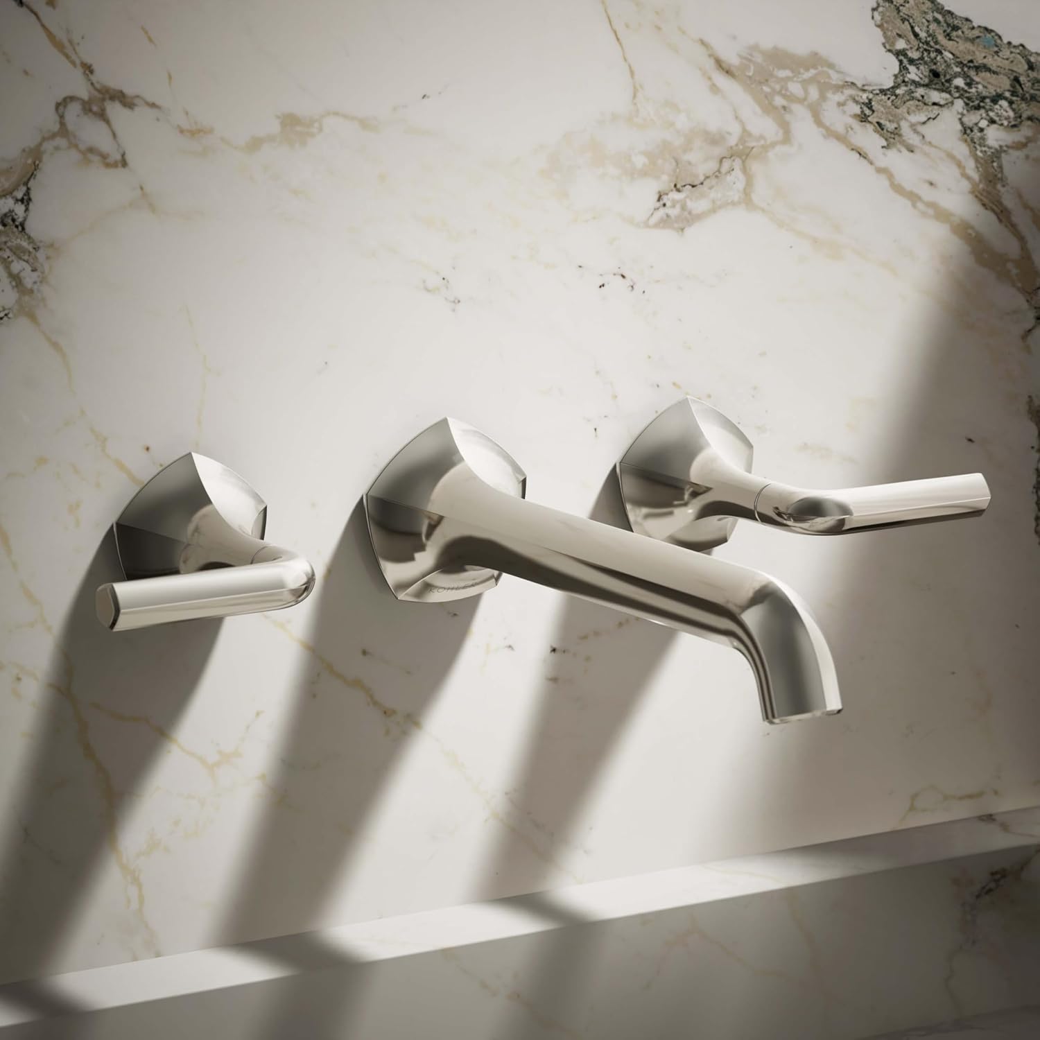 KOHLER T27013-4-SN Occasion Wall-Mount Bathroom Sink Faucet Lever Handle Trim in Vibrant Polished Nickel