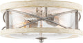 Kira Home Blaylock 13' 2-Light Farmhouse Flush Mount Ceiling Light with Hammered Glass Shade, Modern Hand-Painted Wood Grain Metal Fixture, White Ash Wood and Galvanized Steel Finish