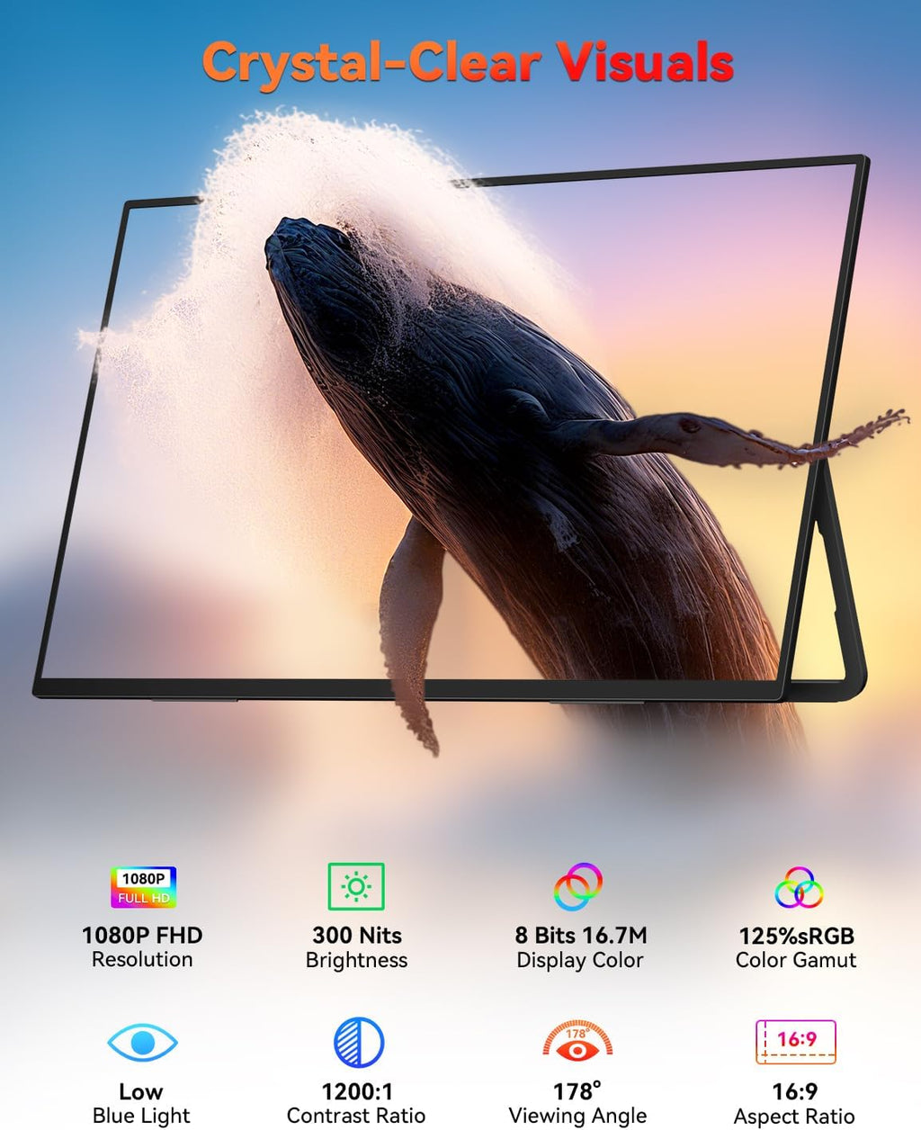 HotYeah 18.5' 100Hz & 15.6' 60Hz Portable Monitors Bundle, FHD IPS USB-C HDMI External Screens w/Adjustable Stand & Dual Speakers for Laptop, PC, Mac, Phone, Switch, PS5