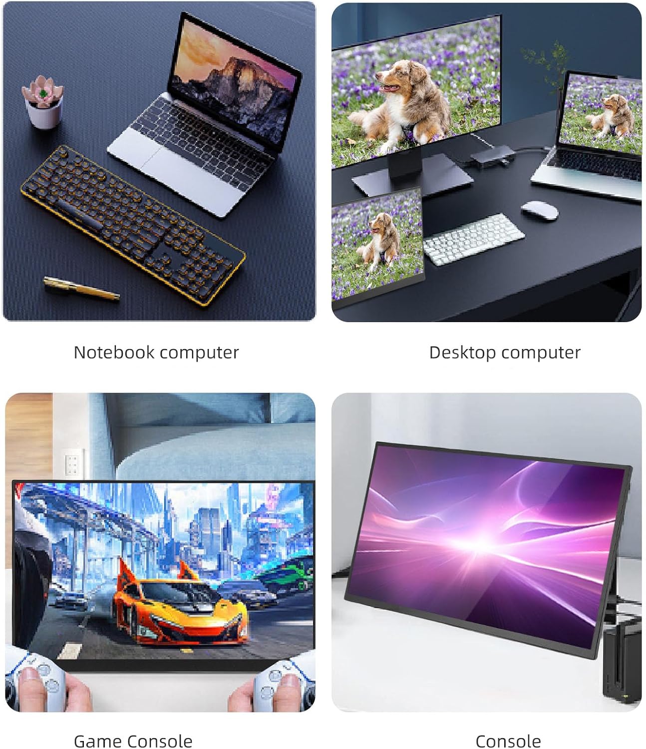 18.5in Computer Display, 1920X1080 120Hz Laptop Screen Extender with 2 Type C and Mini HD Display Ports, with Speakers, for Switch Gaming Consoles PC