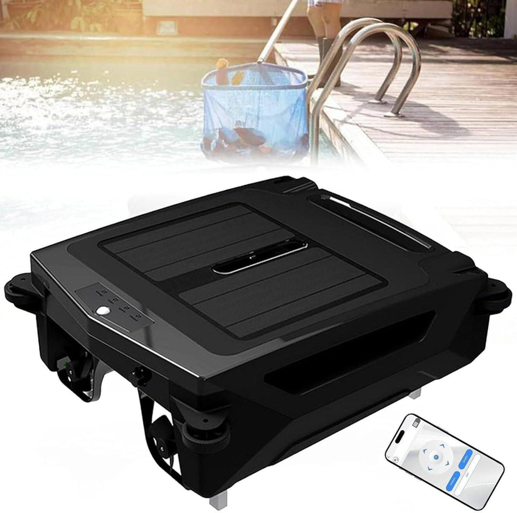 Solar Powered Pool Surface Cleaning Robots, Dual Charging Mode, Two Cleaning speeds, Smart Obstacle Avoidance, Up to 1600 SQ/FT, 2500mAh