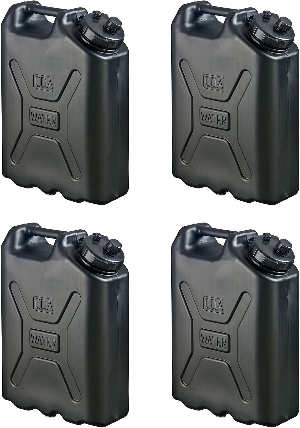Scepter 4-Pack Military Water Container for Camping/Emergency/Off-Road, 5 Gallon, Black