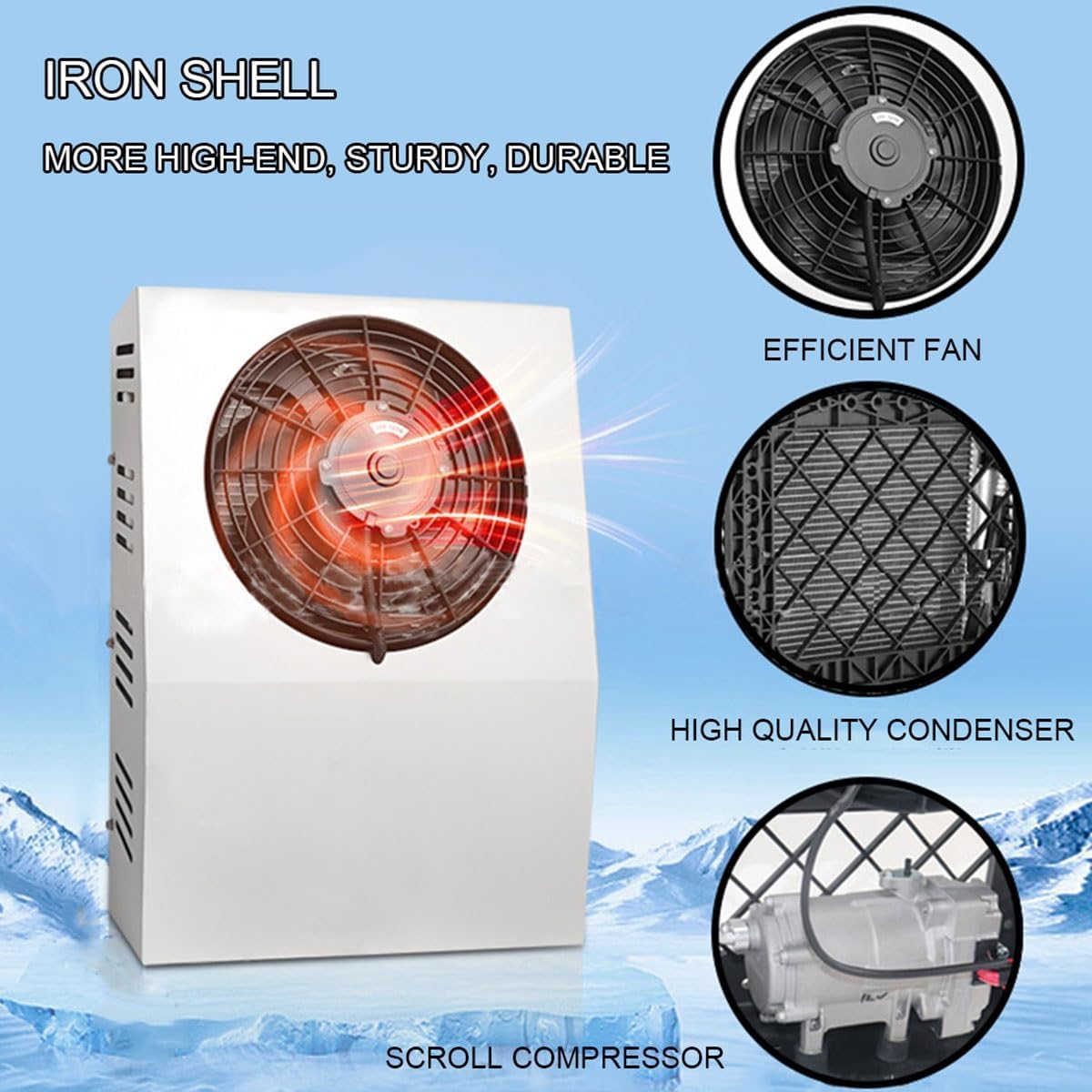DC 12V Air Conditioner Electric RV Rooftop Air Conditioner Unit Split Cool Parking Air Conditioning Scroll Compressor Camper Air Conditioner For Truck BUS Minivans