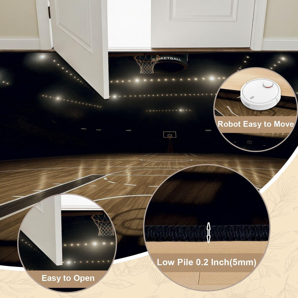 8x10 Area Rugs for Bedroom Boho Washable Rug for Living Room Basketball Carpet for Dining Room Soft Rubber Backed Non-Slip Carpets for Bedroom Office