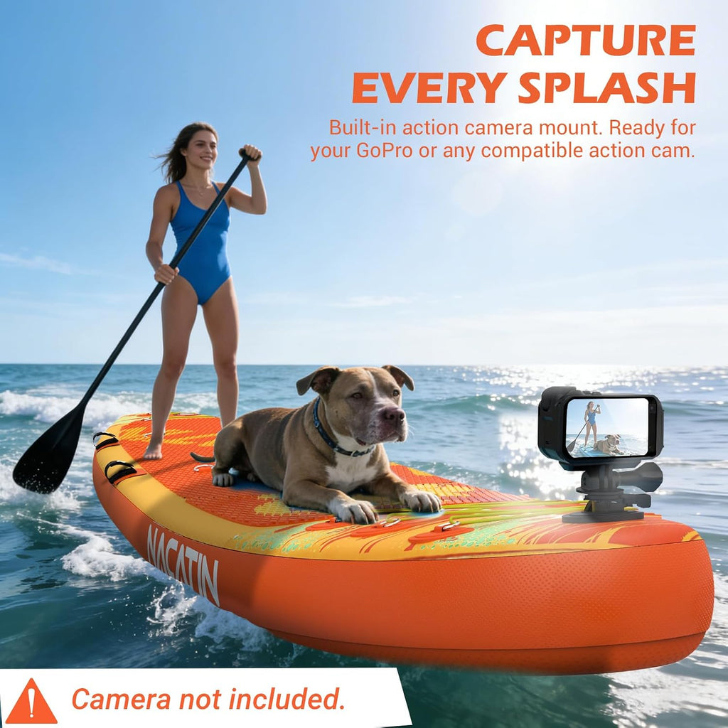 NACATIN Inflatable Stand Up Paddle Board,10'6'Upgrade Version Blow Up Paddle Boards for Adults with Premium SUP Accessories& Backpack,Adjustable Paddle,Camera Mount,Hand Pump, for Lake, River, Yoga