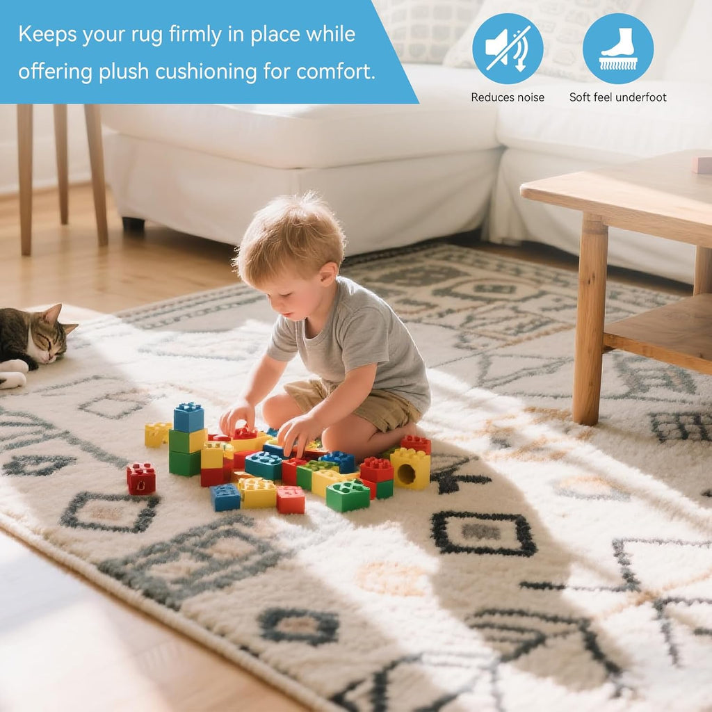 Warmstar 10x14 FT Non Slip Rug Pad,100% Waterproof Felt Rug Pad for Hardwood Floors,1/8' Thick Soft Carpet Pad with Natural Rubber Backing, Secure Grip & Floor Protection