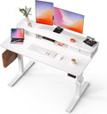FiCiHi 48x24 Inch Standing Desk with Drawers, C-Clamp Mount Compatible, Electric Adjustable Height Computer Stand Up Desks, Home Office Sit Stand Table with 3 Preset Heights, White