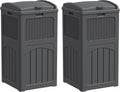 Greesum 2 Pack 33 Package Delivery Box for Outside, Patio Waterproof Resin Garbage Bin with Lid for Hideaway, Deck, Patio, Gray