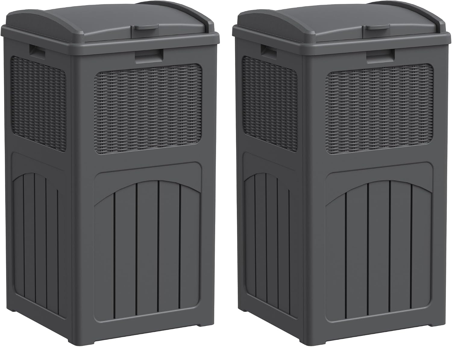 Greesum 2 Pack 33 Package Delivery Box for Outside, Patio Waterproof Resin Garbage Bin with Lid for Hideaway, Deck, Patio, Gray